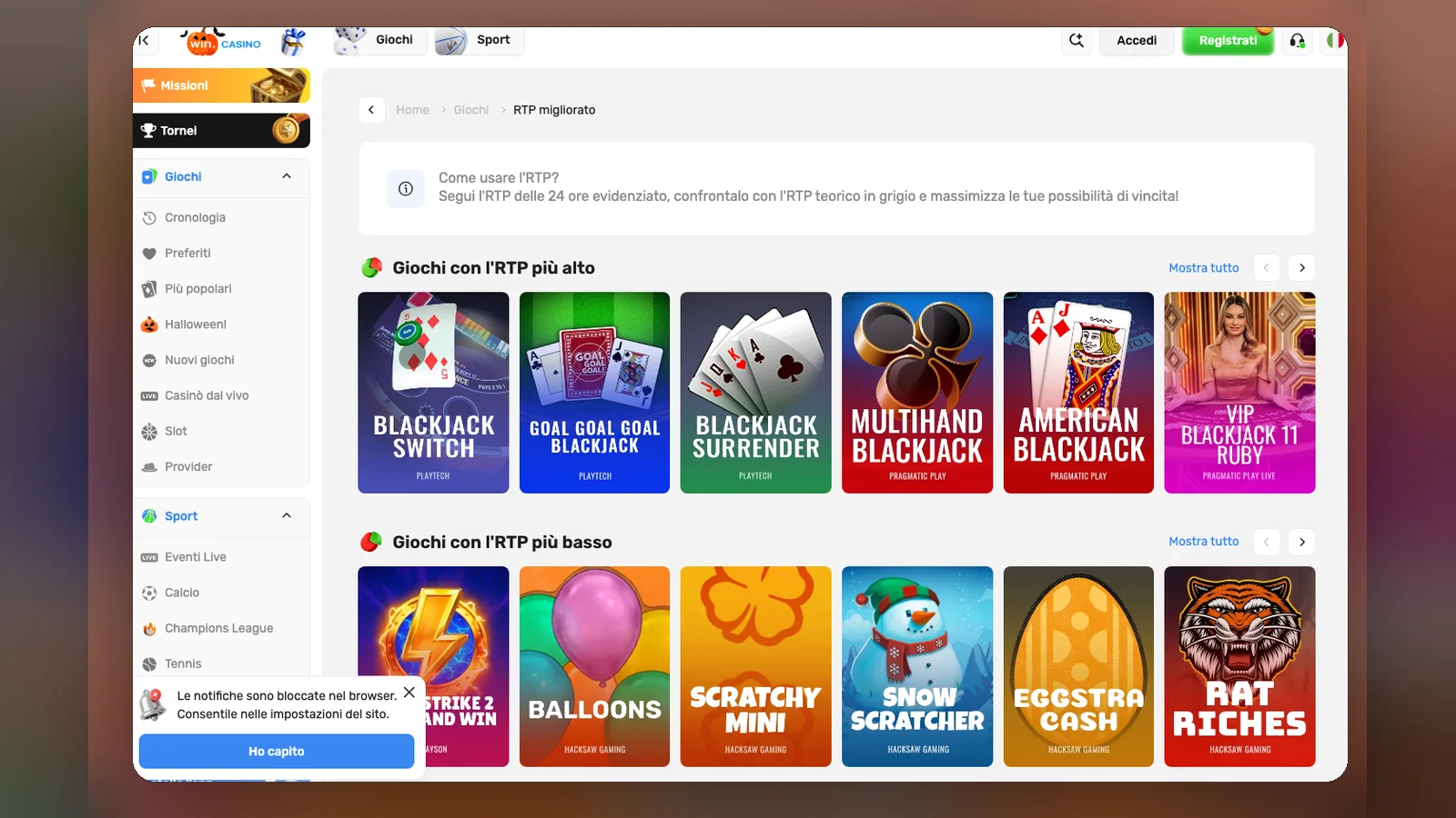 Wincasino recensione